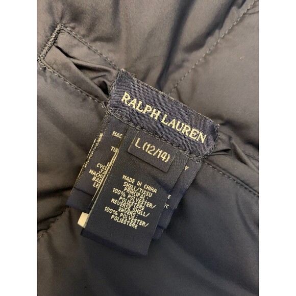 Polo Ralph Lauren Puffer Vest Girls L (12/14) Equestrian Reversible Navy Gilet - Picture 7 of 7